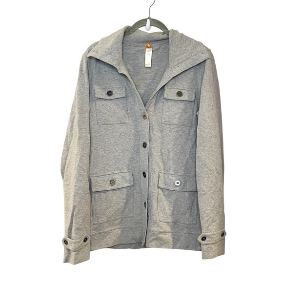Lucy Gray Stretch Knit Utility Cargo Jacket Twilightcore Y2K Gorpcore Button M - Picture 1 of 6